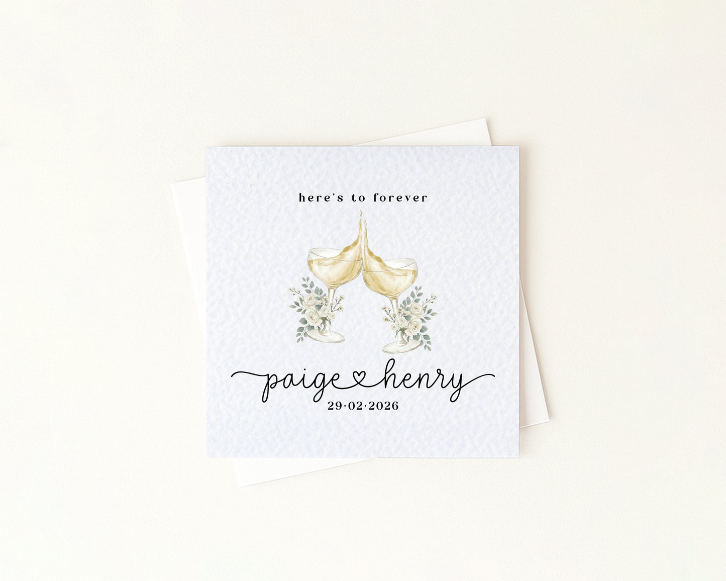 Personalised Champagne Toast Card | Custom Names & Date