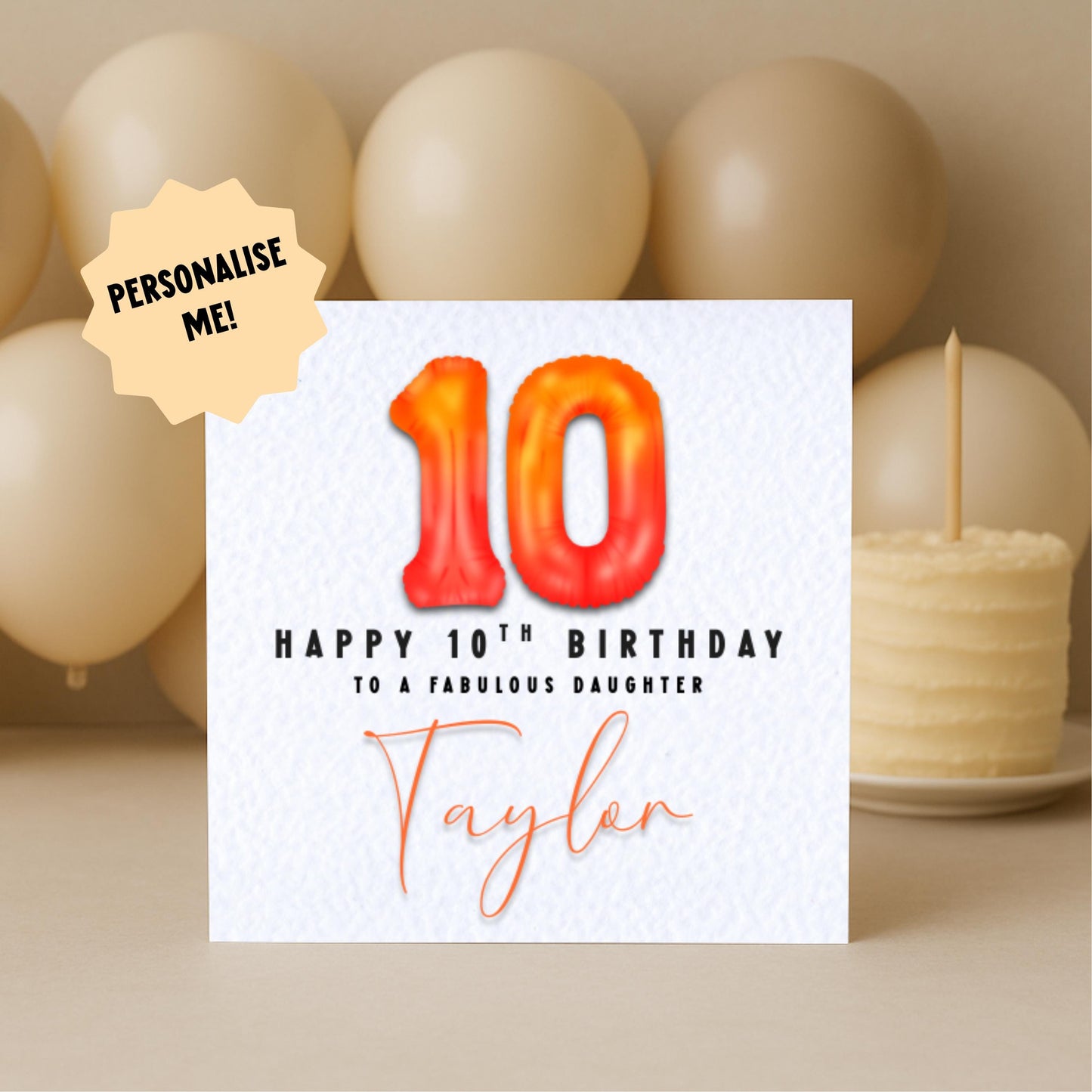 Personalised Foil Balloon Number Birthday Card - Custom Age & Colour