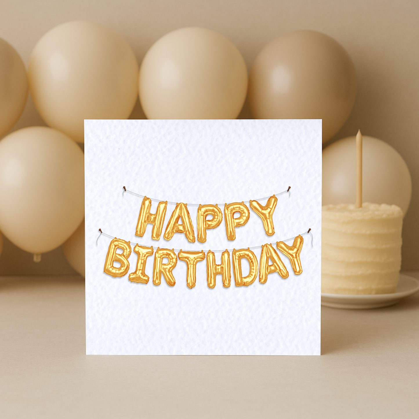 Gold Happy Birthday Balloon Card