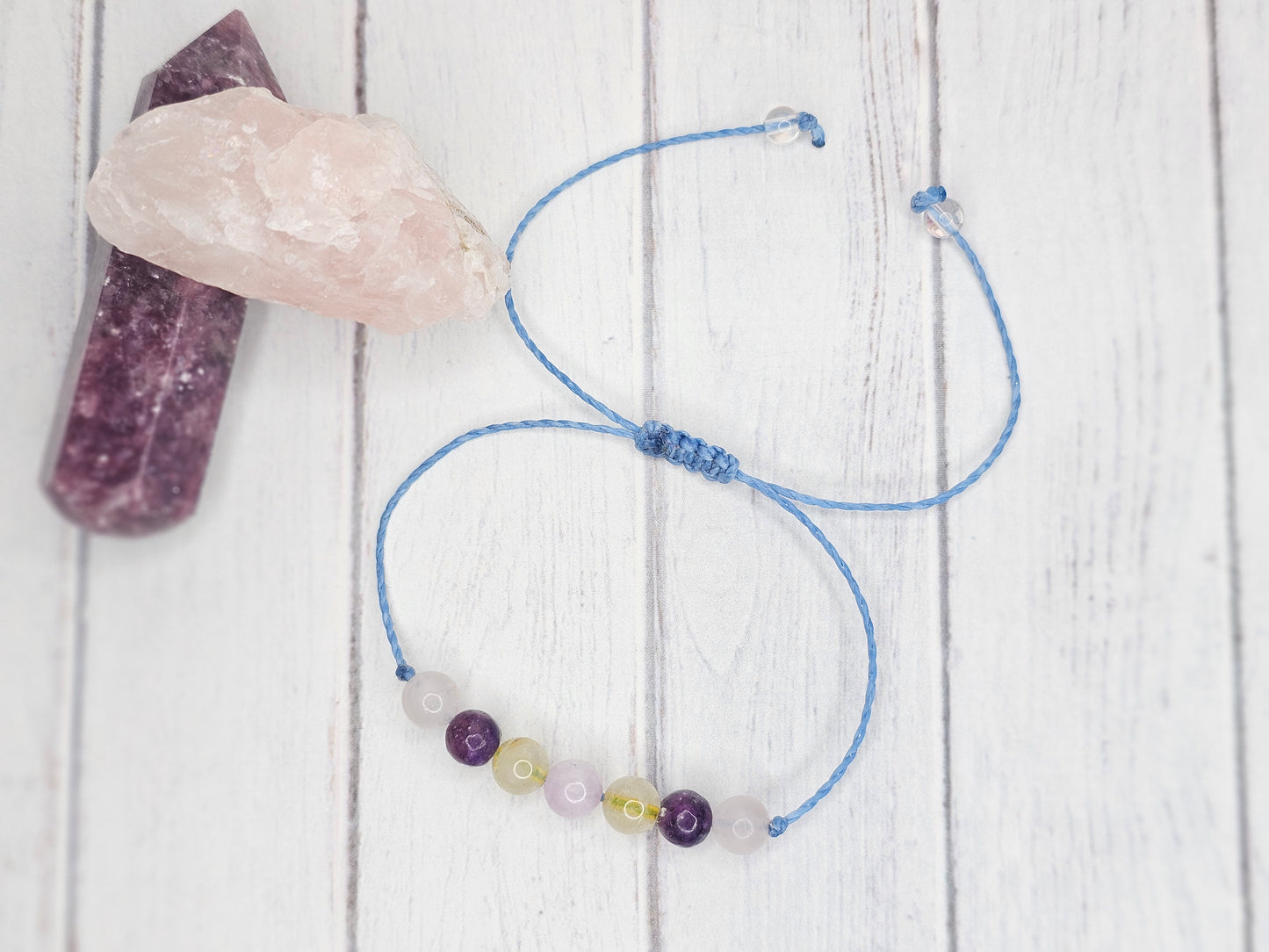 Inner Harmony Crystal Bracelet | Kunzite, Lepidolite, Rutilated Quartz, Rose Quartz