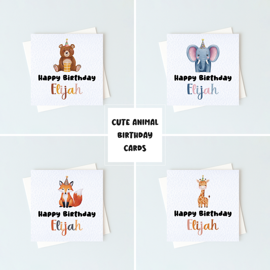 Personalised Animal Happy Birthday Card