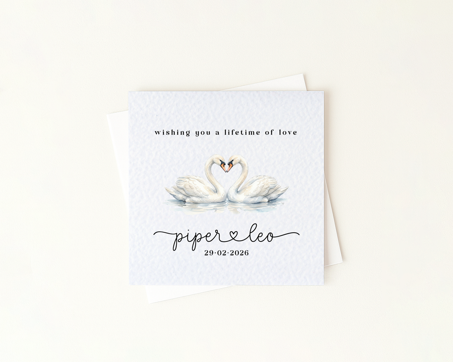 Personalised Swans Card | Custom Names & Date