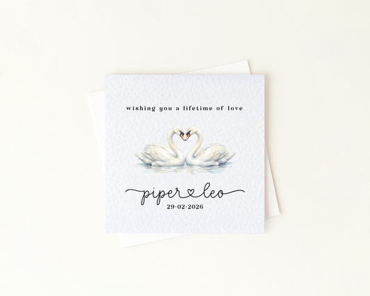 Personalised Swans Card | Custom Names & Date