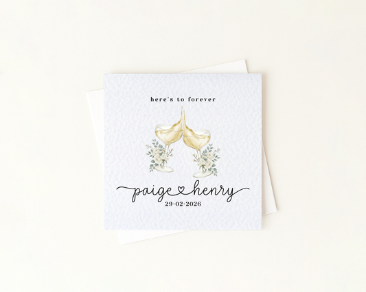 Personalised Champagne Toast Card | Custom Names & Date