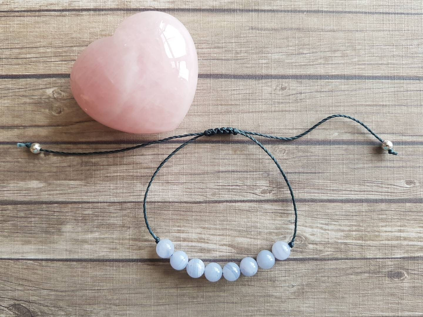 Blue Lace Agate Beaded Bracelet