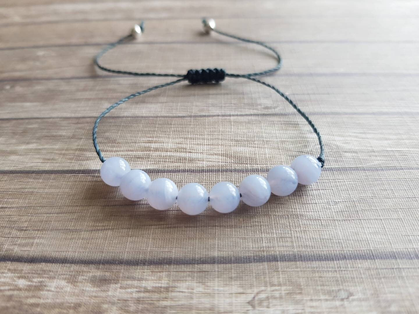 Blue Lace Agate Beaded Bracelet