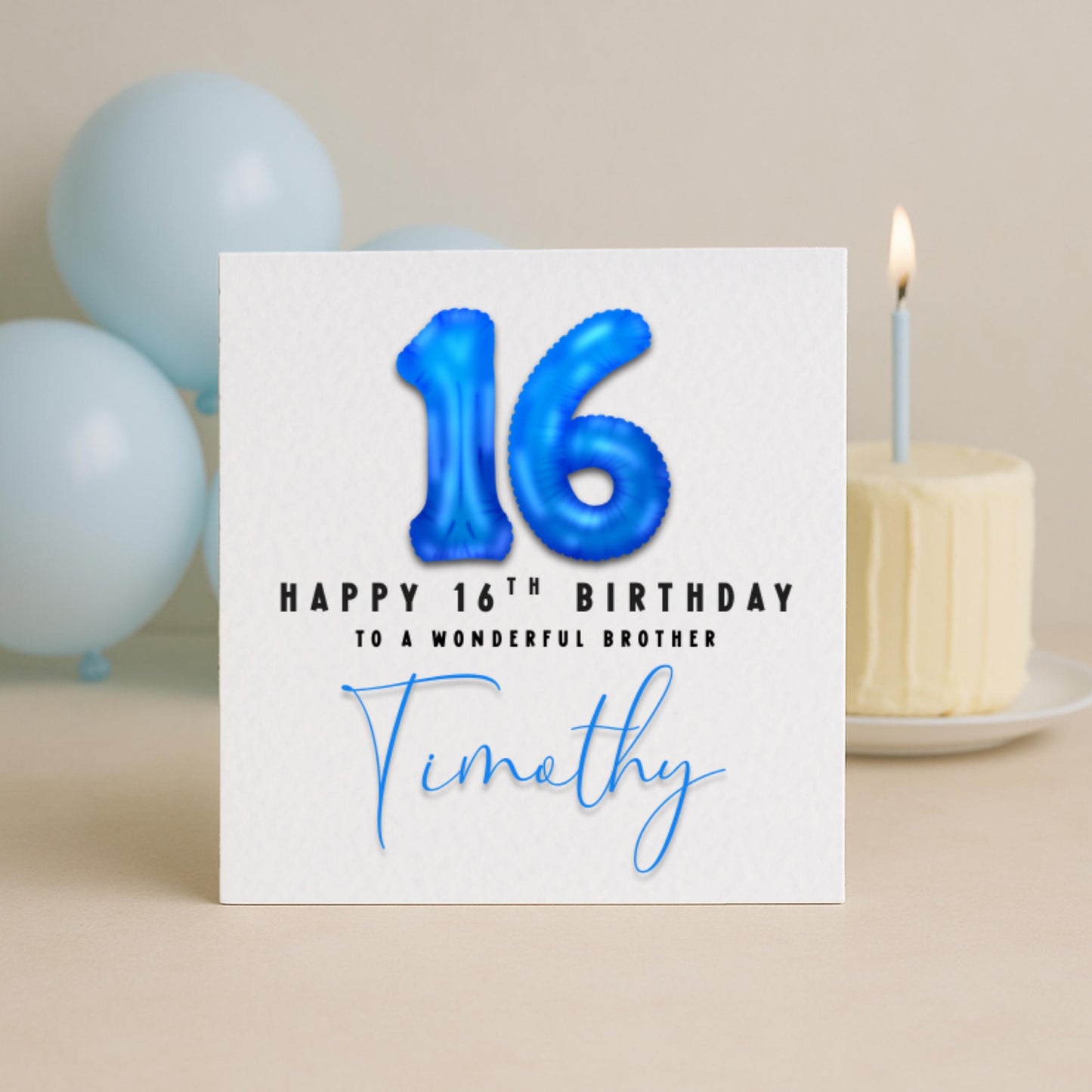 Milestone Blue Foil Birthday Balloon Card | 16 18 21 30 40 50 60 Birthday Card