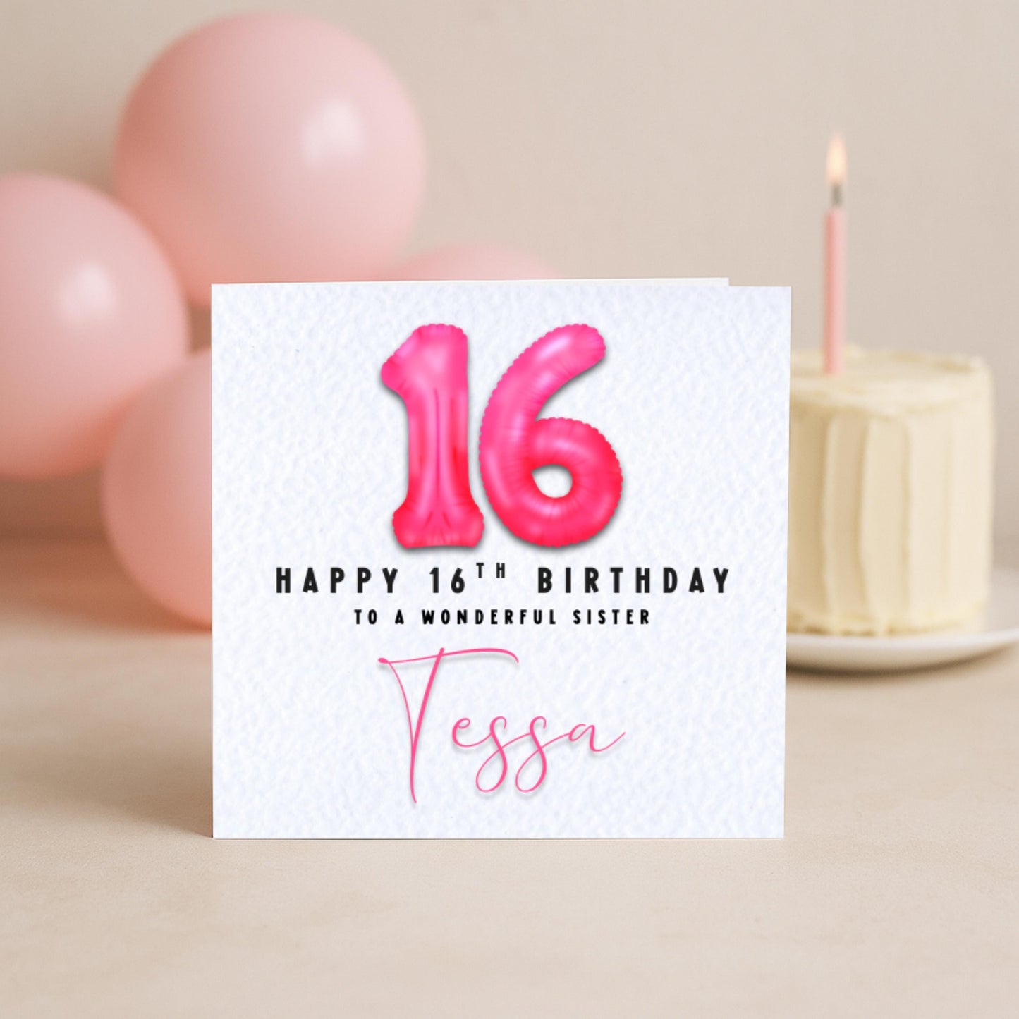 Milestone Pink Foil Birthday Balloon Card | 16 18 21 30 40 50 60 Birthday Card