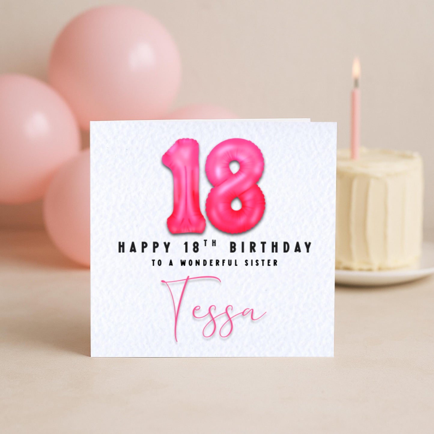 Milestone Pink Foil Birthday Balloon Card | 16 18 21 30 40 50 60 Birthday Card