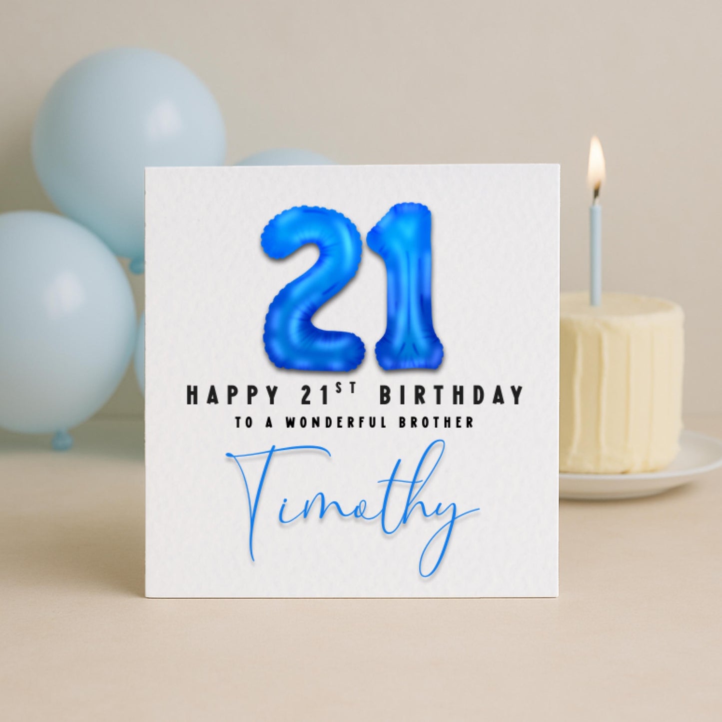 Milestone Blue Foil Birthday Balloon Card | 16 18 21 30 40 50 60 Birthday Card