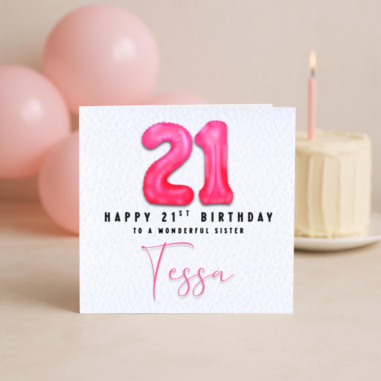 Milestone Pink Foil Birthday Balloon Card | 16 18 21 30 40 50 60 Birthday Card