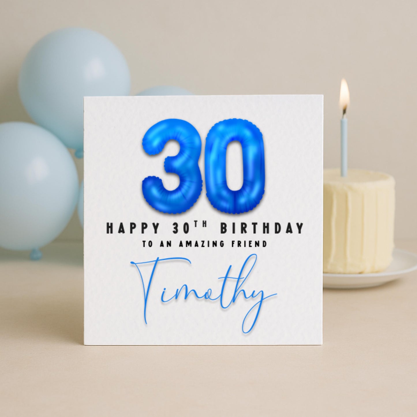 Milestone Blue Foil Birthday Balloon Card | 16 18 21 30 40 50 60 Birthday Card