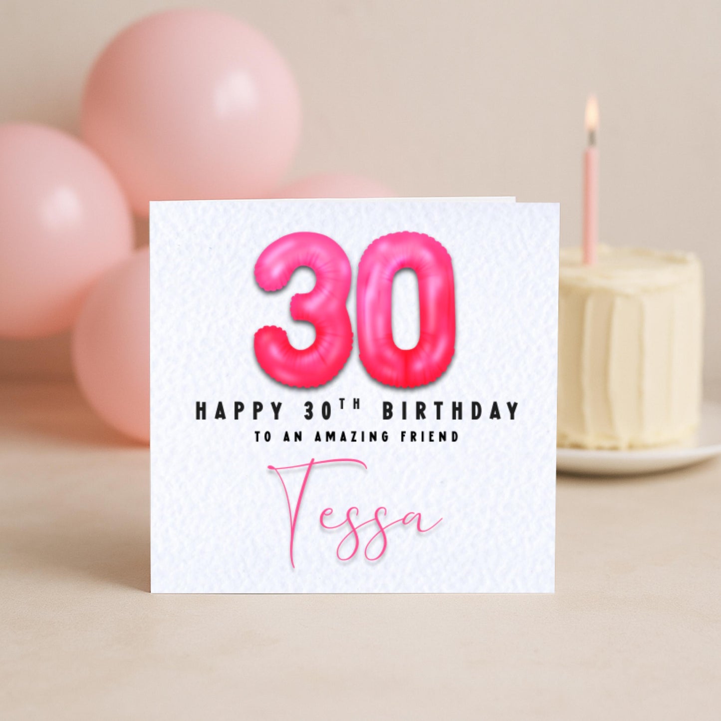 Milestone Pink Foil Birthday Balloon Card | 16 18 21 30 40 50 60 Birthday Card