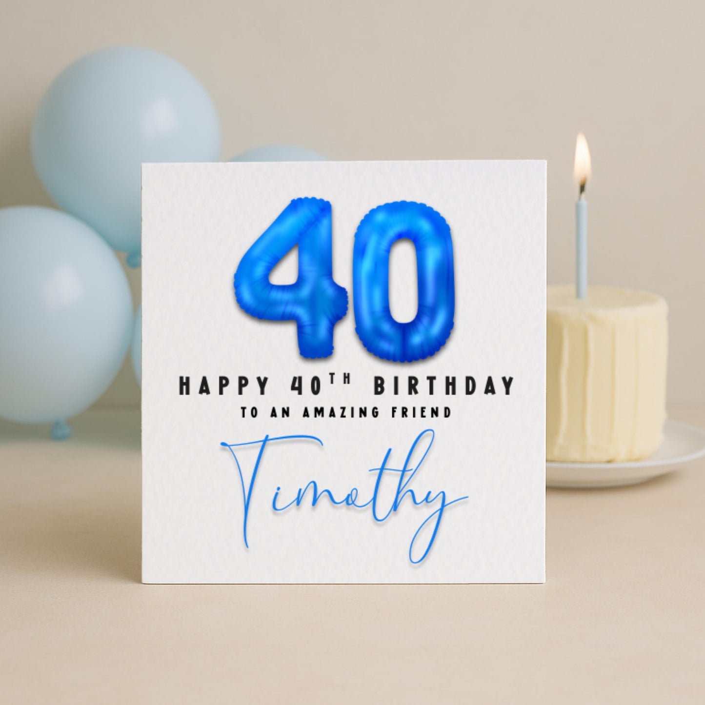 Milestone Blue Foil Birthday Balloon Card | 16 18 21 30 40 50 60 Birthday Card
