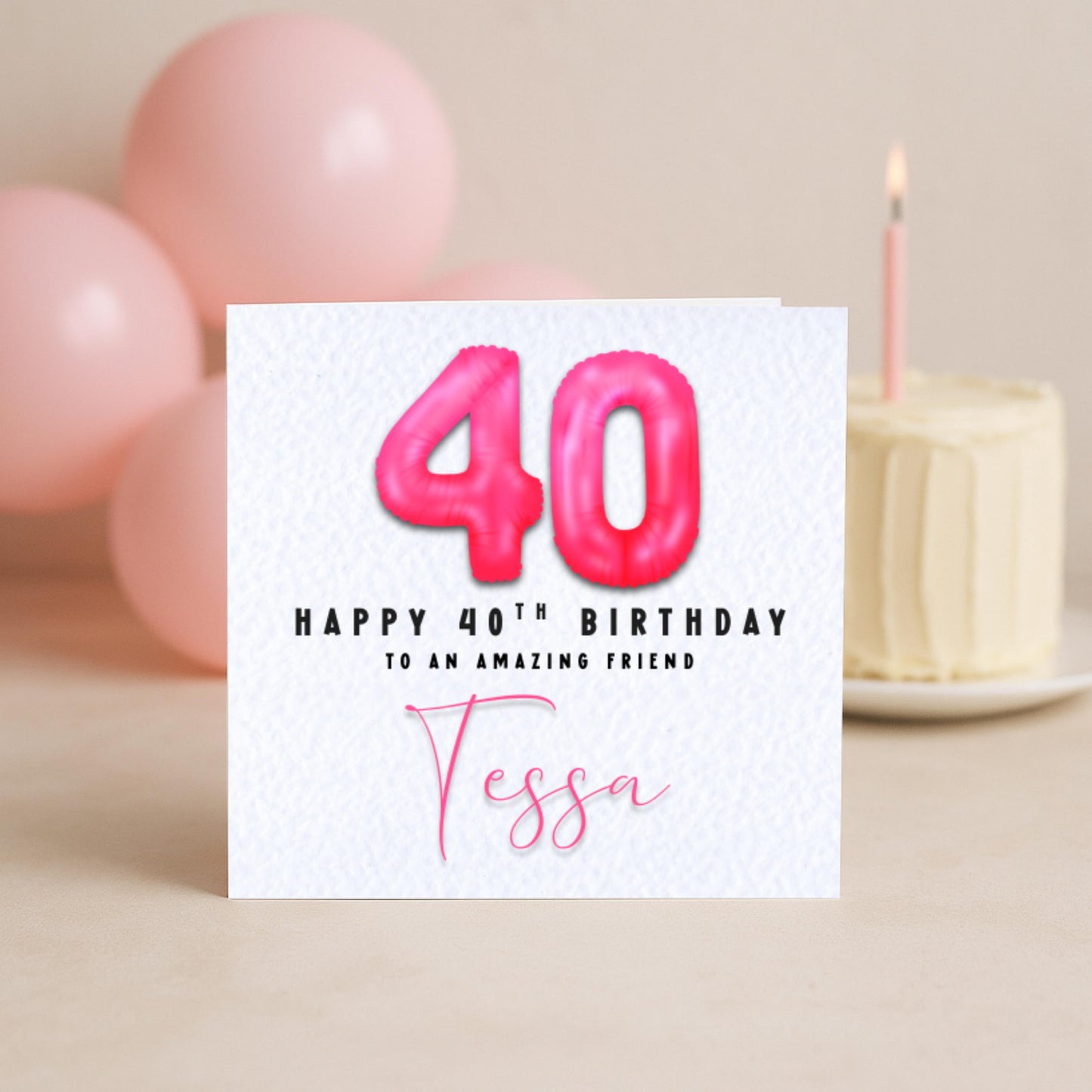 Milestone Pink Foil Birthday Balloon Card | 16 18 21 30 40 50 60 Birthday Card