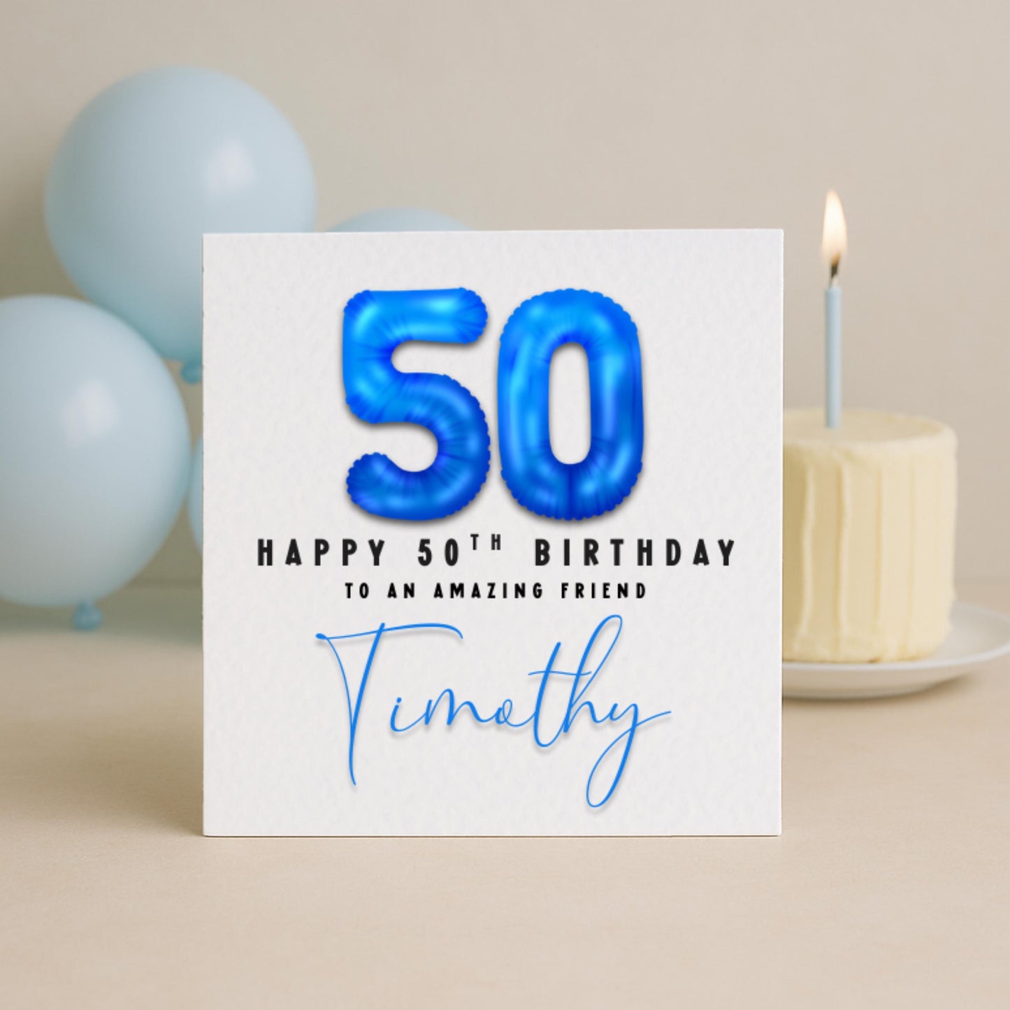 Milestone Blue Foil Birthday Balloon Card | 16 18 21 30 40 50 60 Birthday Card