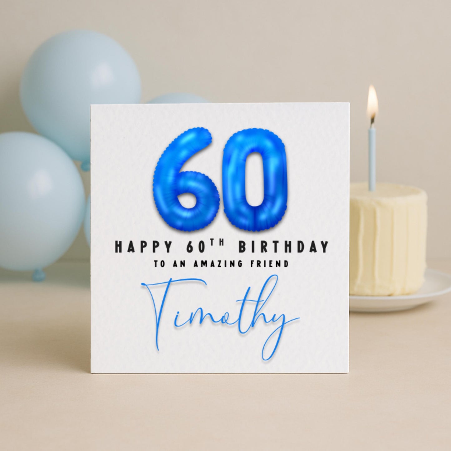 Milestone Blue Foil Birthday Balloon Card | 16 18 21 30 40 50 60 Birthday Card