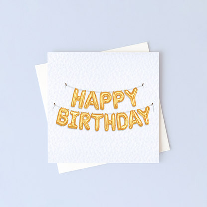 Gold Happy Birthday Balloon Card