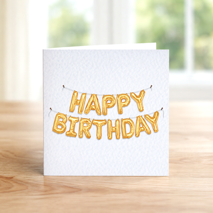 Gold Happy Birthday Balloon Card