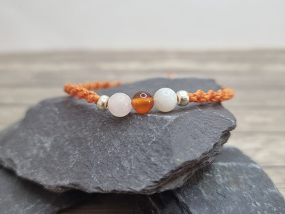 Divine Feminine Crystal Bracelet | Rose Quartz, Carnelian, Moonstone