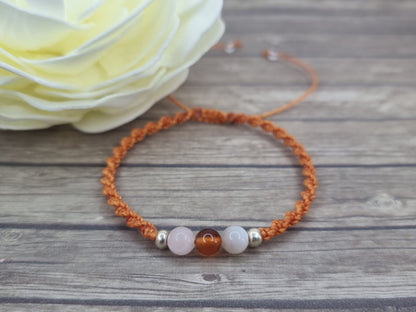 Divine Feminine Crystal Bracelet | Rose Quartz, Carnelian, Moonstone