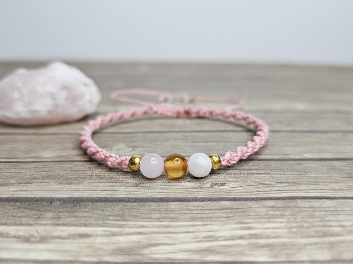Divine Feminine Crystal Bracelet | Rose Quartz, Carnelian, Moonstone