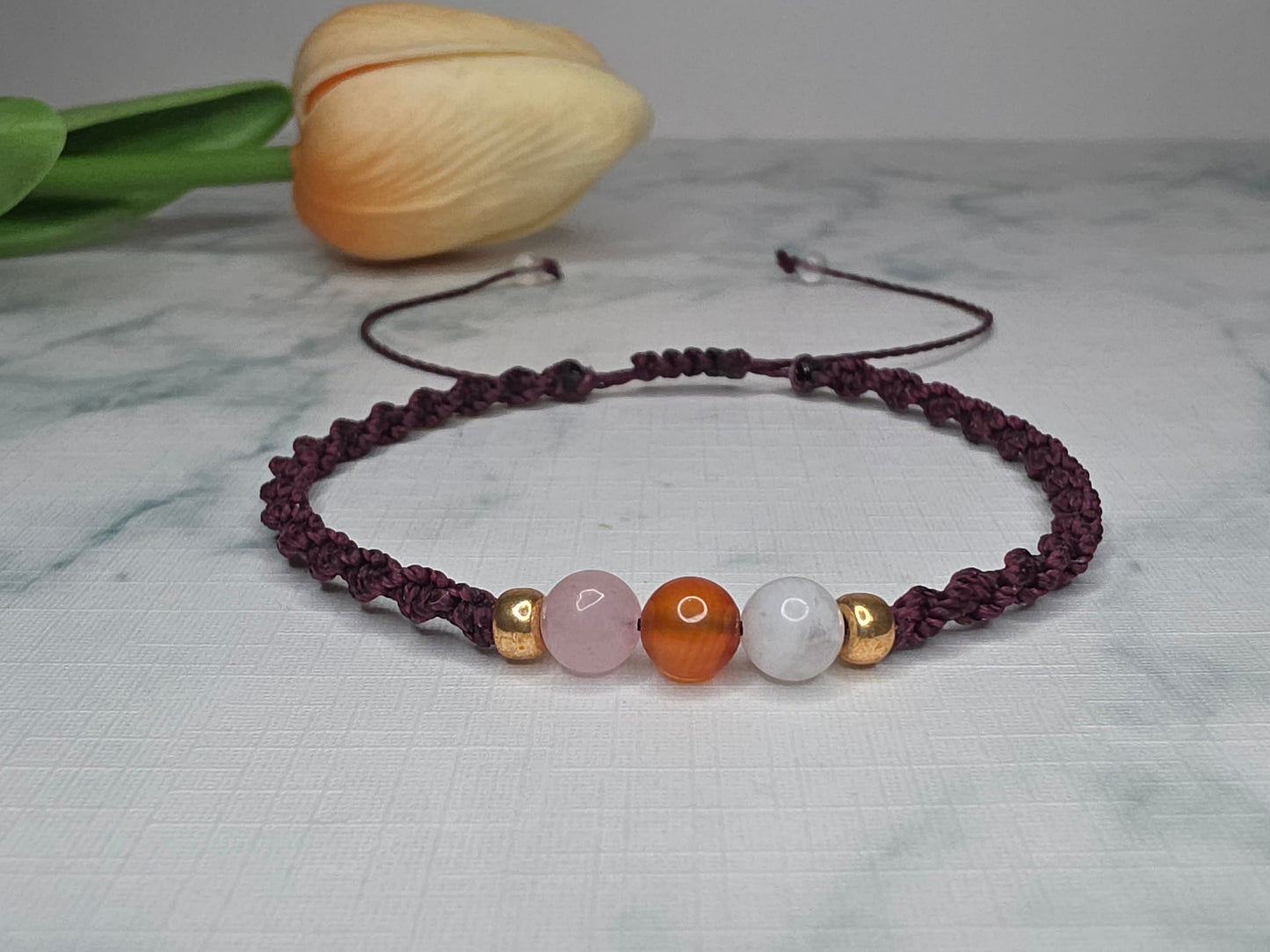 Divine Feminine Crystal Bracelet | Rose Quartz, Carnelian, Moonstone