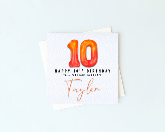 Personalised Foil Balloon Number Birthday Card - Custom Age & Colour