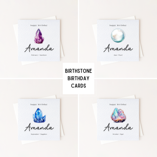 Personalised Birthstone Birthday Card | Gemstone Anniversary Card