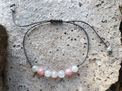 Nurturing Hope Crystal Bracelet | Moonstone, Rhodonite, White Agate, Rose Quartz