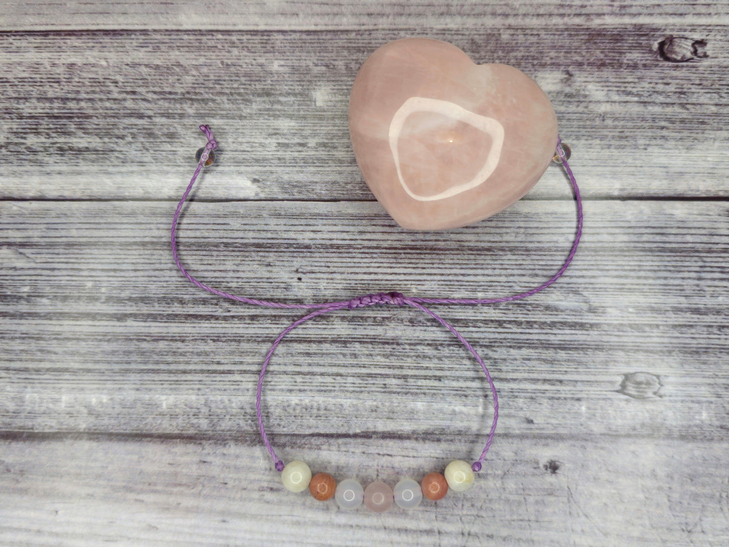 Nurturing Hope Crystal Bracelet | Moonstone, Rhodonite, White Agate, Rose Quartz