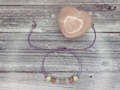 Nurturing Hope Crystal Bracelet | Moonstone, Rhodonite, White Agate, Rose Quartz