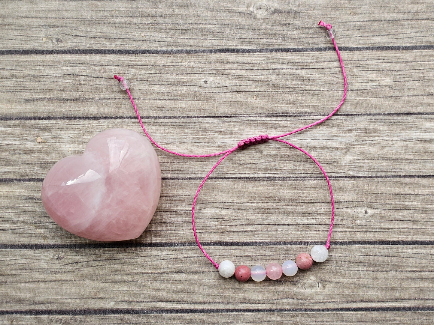 Nurturing Hope Crystal Bracelet | Moonstone, Rhodonite, White Agate, Rose Quartz