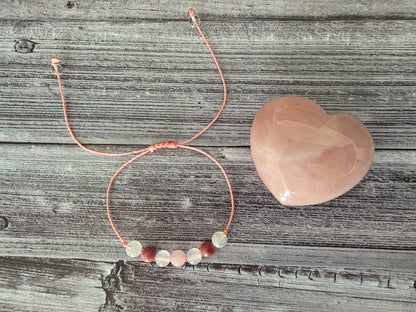 Nurturing Hope Crystal Bracelet | Moonstone, Rhodonite, White Agate, Rose Quartz