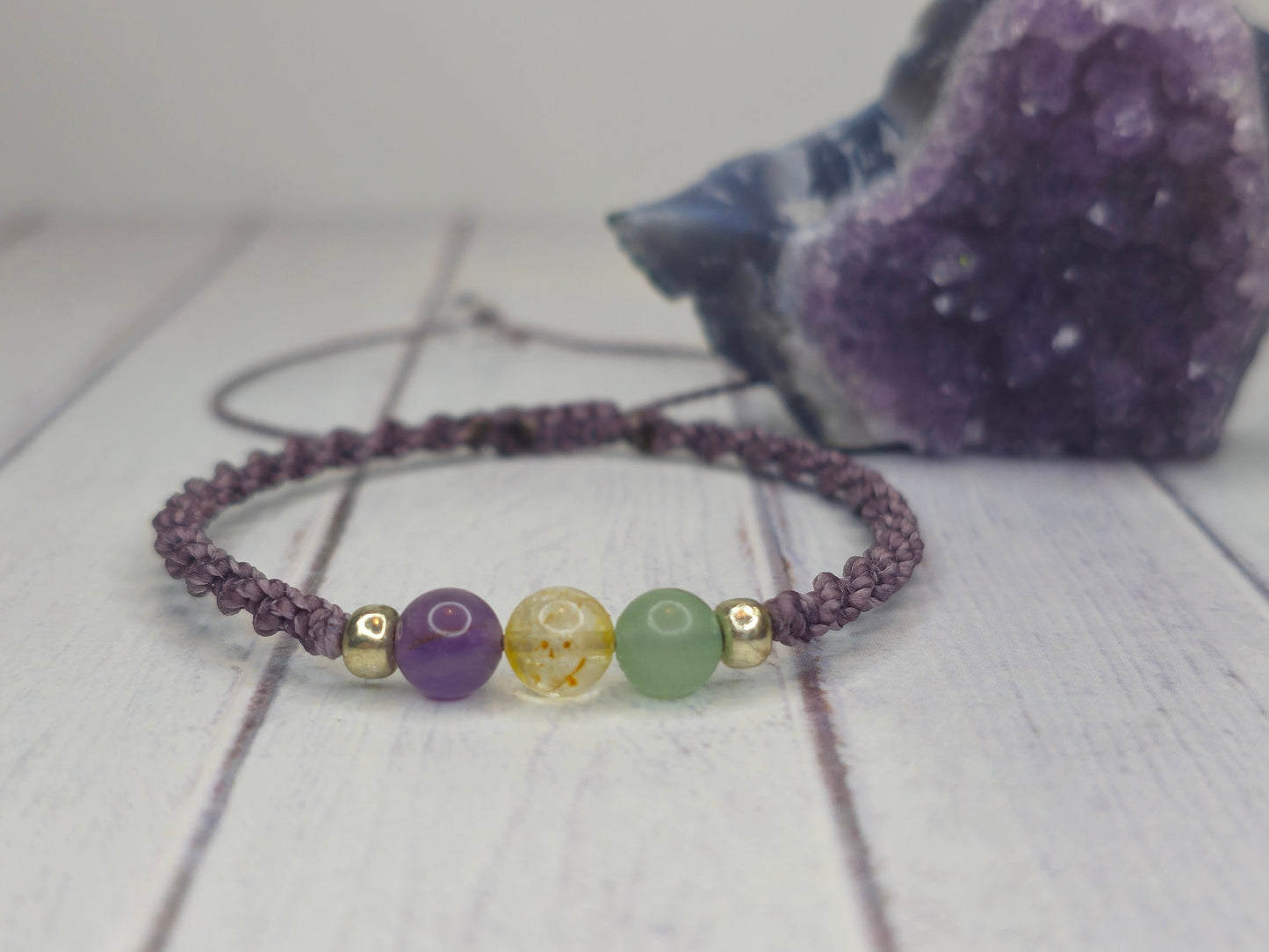 Renewal & Strength Crystal Bracelet | Amethyst, Citrine, Aventurine