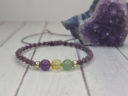 Renewal & Strength Crystal Bracelet | Amethyst, Citrine, Aventurine