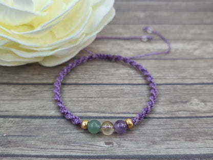 Renewal & Strength Crystal Bracelet | Amethyst, Citrine, Aventurine