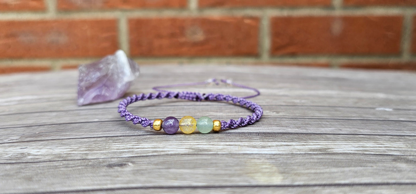 Renewal & Strength Crystal Bracelet | Amethyst, Citrine, Aventurine