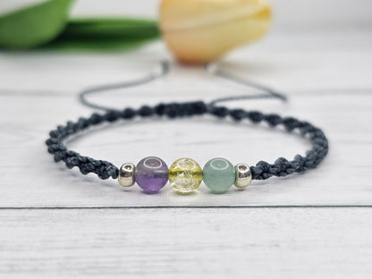 Renewal & Strength Crystal Bracelet | Amethyst, Citrine, Aventurine
