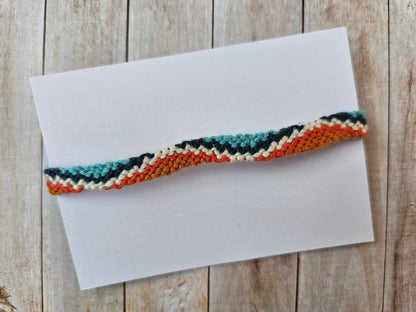 Wave Pattern Friendship Bracelet – Handmade Cotton String Woven Bracelet