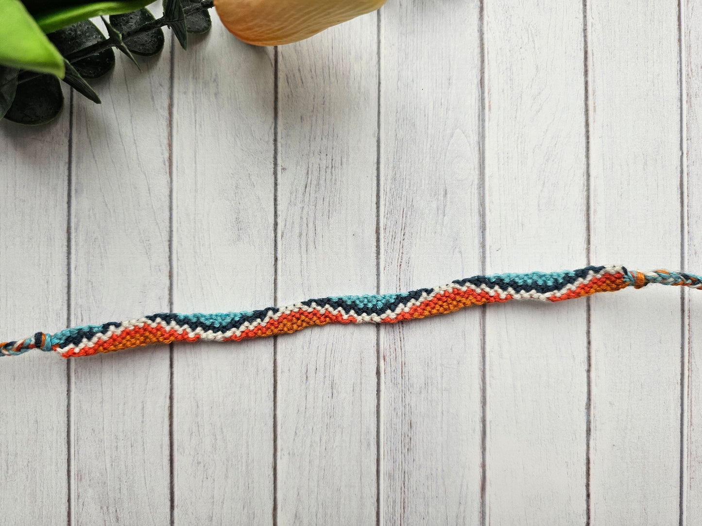 Wave Pattern Friendship Bracelet – Handmade Cotton String Woven Bracelet