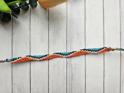 Wave Pattern Friendship Bracelet – Handmade Cotton String Woven Bracelet