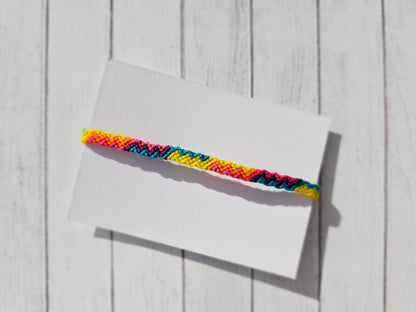 Neon ZigZag Friendship Bracelet – Handmade Cotton String Woven Bracelet