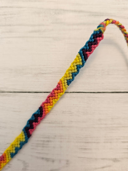 Neon ZigZag Friendship Bracelet – Handmade Cotton String Woven Bracelet