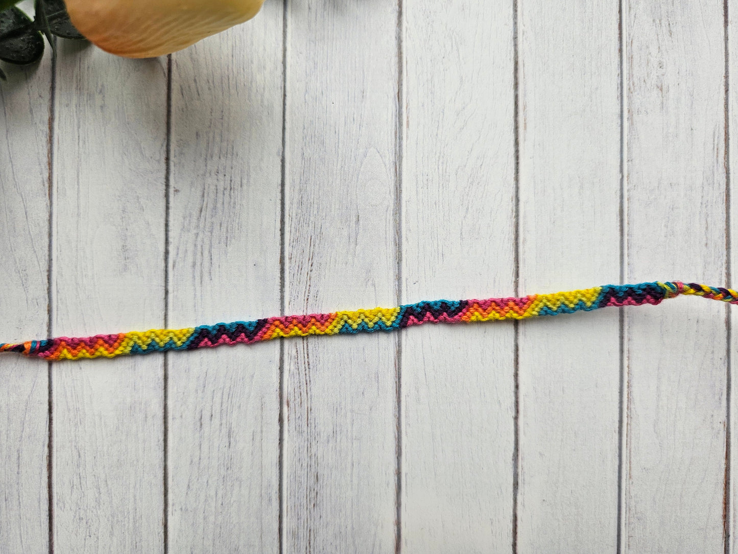 Neon ZigZag Friendship Bracelet – Handmade Cotton String Woven Bracelet