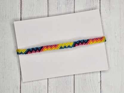 Neon ZigZag Friendship Bracelet – Handmade Cotton String Woven Bracelet