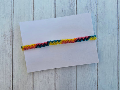 Neon ZigZag Friendship Bracelet – Handmade Cotton String Woven Bracelet