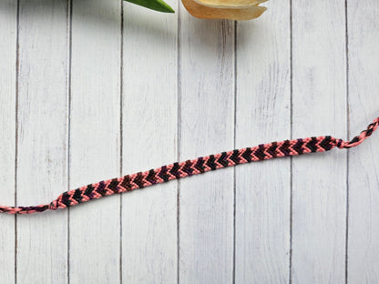 Ombre Chevron Friendship Bracelet – Handmade Cotton String Woven Bracelet