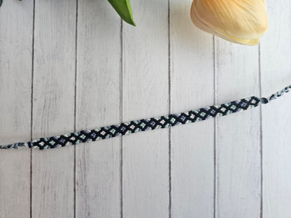 Diamond Chain Friendship Bracelet – Handmade Cotton String Woven Bracelet
