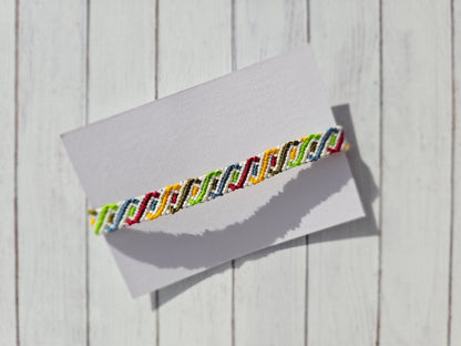 Rainbow Helix Friendship Bracelet – Handmade Cotton String Woven Bracelet